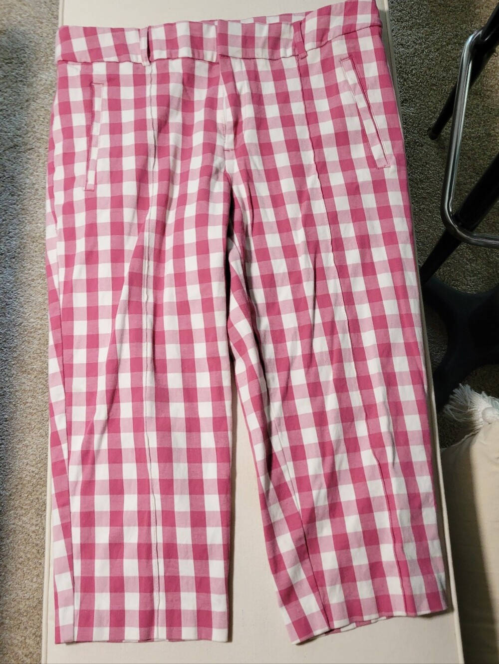 Time and Tru Pink & White Gingham Capris